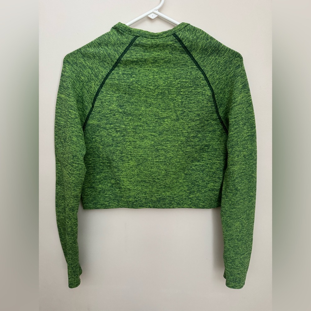 Fabletics Bri Ribbed Long Sleeve Cropped Top Women’s Size XL Green Activewear - Picture 2 of 6